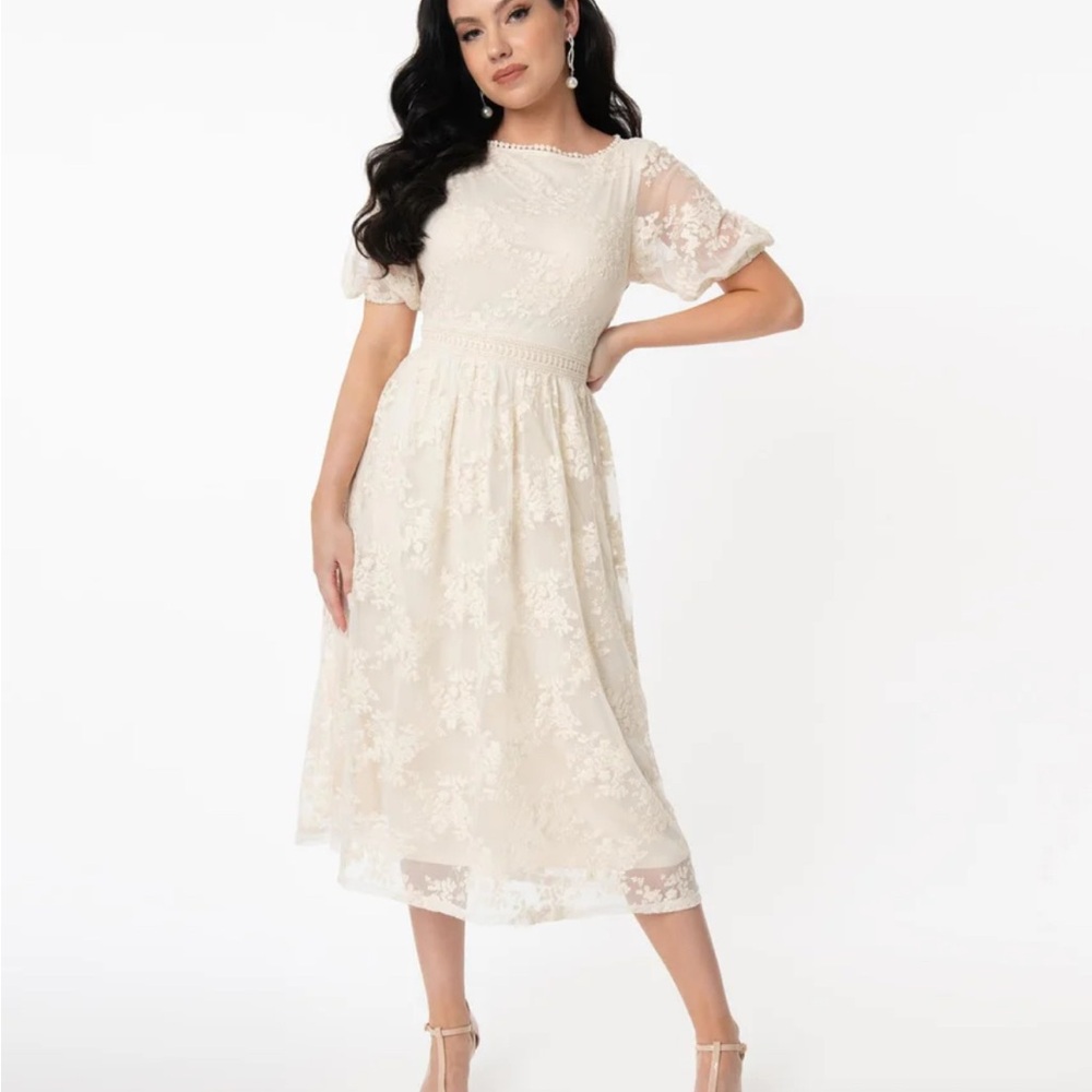 Unique Vintage Lace Midi Dress